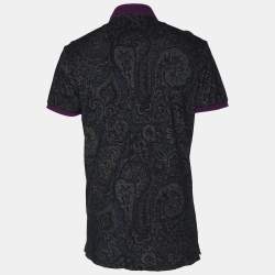 Pre Owned Etro Multicolor Paisley Printed Cotton Knit Polo T-Shirt M