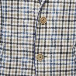Etro Brown Checks Cotton Blend Regular Fit Blazer L
