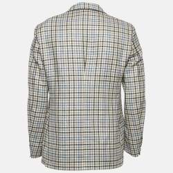 Etro Brown Checks Cotton Blend Regular Fit Blazer L