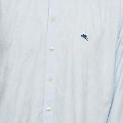 Pre Owned Etro Light Blue Paisley Jacquard Cotton Button Front Shirt XXL