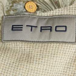 Pre Owned Etro Green Linen Blend New Jersey Blazer L