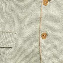 Pre Owned Etro Green Linen Blend New Jersey Blazer L