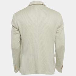 Pre Owned Etro Green Linen Blend New Jersey Blazer L