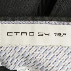 Pre Owned Etro Dark Grey Wool Blend Formal Trousers XXL