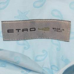 Pre Owned Etro Blue Paisley Jacquard Button Front Shirt XL