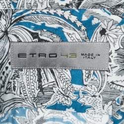 Pre Owned Etro Blue Printed Cotton Button Front Long Sleeve Shirt XXL