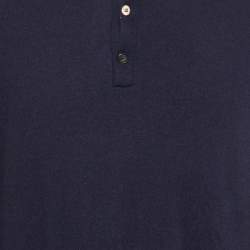 Pre Owned Etro Navy Blue Cashmere Long Sleeve Polo Sweater 2XL