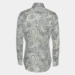 مملوكة مسبقًا قميص إيترو أزرق بنمط بيزلي قطن بأكمام طويلة الحجم متوسط