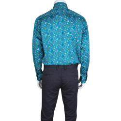 Pre Owned Etro Blue Paisley Printed Cotton Long Sleeve Button Front Shirt L