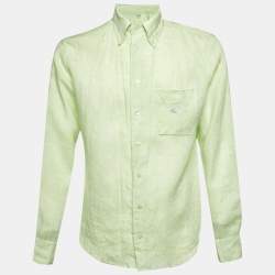 Pre Owned Etro Lime Green Linen Button Down Shirt M