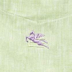 Pre Owned قميص إيترو كتان أخضر ليموني بأزرار للأسفل مقاس متوسط (ميديوم)