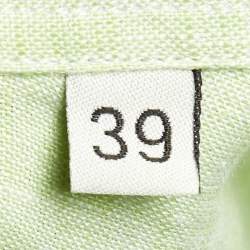 Pre Owned قميص إيترو كتان أخضر ليموني بأزرار للأسفل مقاس متوسط (ميديوم)