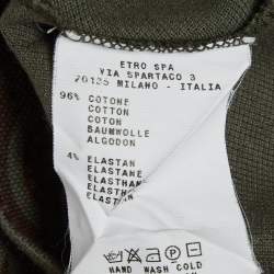 مملوكة مسبقًا Etro Olive Green Paisley Print Pique Polo T-Shirt M