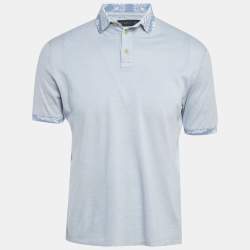Pre Owned Etro Blue Cotton Pique Polo T-Shirt L