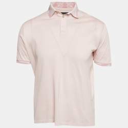 Pre Owned Etro Pink Cotton Pique Polo T-Shirt L