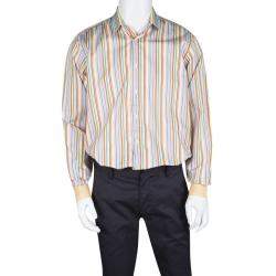 Etro Multicolor Striped Cotton Contrast Cuff Detail Long Sleeve Shirt L