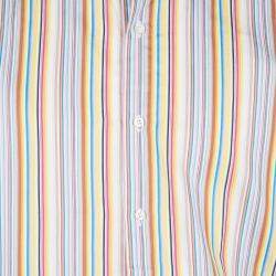 Etro Multicolor Striped Cotton Contrast Cuff Detail Long Sleeve Shirt L