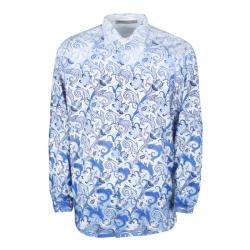 مملوكة مسبقًا Etro White and Blue Paisley Printed Cotton Long Sleeve Button Front Shirt XL