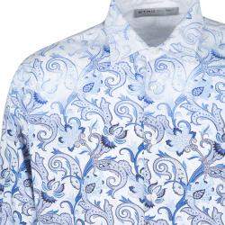 مملوكة مسبقًا Etro White and Blue Paisley Printed Cotton Long Sleeve Button Front Shirt XL