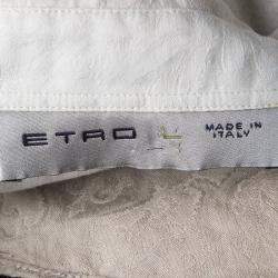 مملوكة مسبقًا قميص إيترو جاكار بيج أومبريه بأكمام طويلة أزرار أمامية L