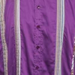 Pre Owned Etro Purple Striped Cotton Pin Tucked Luca Shirt XXL