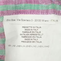 مملوكة مسبقًا Etro Purple/Green Stripe Linen Long Sleeve Shirt XXL