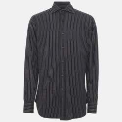 Pre Owned Etro Purple/Grey Cotton Stripe Long Sleeve Shirt S