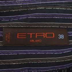 Pre Owned Etro Purple/Grey Cotton Stripe Long Sleeve Shirt S