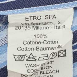 Pre Owned Etro Blue Cotton Stripe Long Sleeve Shirt S