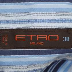 Pre Owned Etro Blue Cotton Stripe Long Sleeve Shirt S