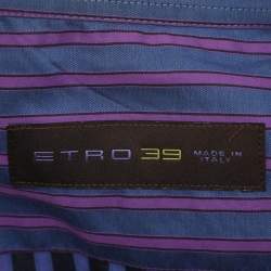 Pre Owned Etro Blue/Purple Cotton Stripe Long Sleeve Shirt M