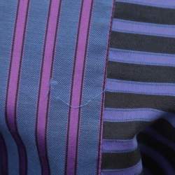 Pre Owned Etro Blue/Purple Cotton Stripe Long Sleeve Shirt M