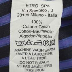 Pre Owned Etro Blue/Purple Cotton Stripe Long Sleeve Shirt M