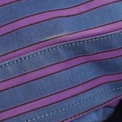 Pre Owned Etro Blue/Purple Cotton Stripe Long Sleeve Shirt M