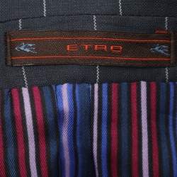 Pre Owned Etro Dark Grey Pin Stripe Wool Suit Sets 4XL