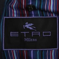 Pre Owned Etro Dark Grey Pin Stripe Wool Suit Sets 4XL