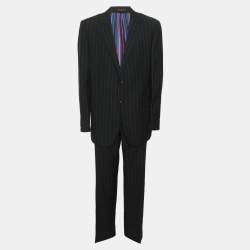 Pre Owned Etro Dark Navy Pin Stripe Wool Blend Suit Sets XXXL