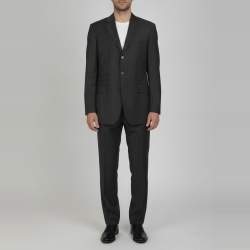 Etro Dark Grey Pin Stripe Wool Suit Sets XXXL
