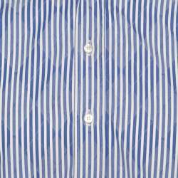 مملوكة مسبقًا قميص ايترو بأكمام طويلة جاكارد وقطن بنقوش آرغيلي مخطط أبيض وأزرق M