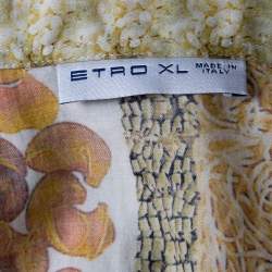 مملوكة مسبقًا قميص ايترو بأزرار على الوجه وأكمام طويلة قطن بنقوش معكرونة متعدد الألوان XXL