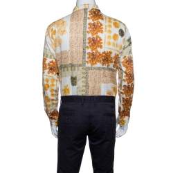 مملوكة مسبقًا قميص ايترو بأزرار على الوجه وأكمام طويلة قطن بنقوش معكرونة متعدد الألوان XXL