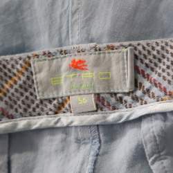 Pre Owned Etro Light Blue Linen Straight Fit Trousers 3XL 