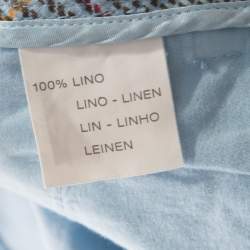 Pre Owned Etro Light Blue Linen Straight Fit Trousers 3XL 
