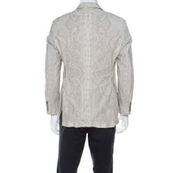Pre Owned Etro Cream Paisley Printed Cotton Regular Fit Blazer M