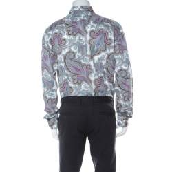 Pre Owned  قميص ايترو بأزرار على الوجه وأكمام طويلة قطن بنقوش بايزلي متعدد الألوان XL