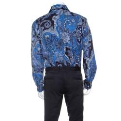 Pre Owned Etro Blue Paisley Print Cotton Shirt 4XL