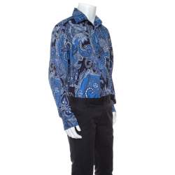 Pre Owned Etro Blue Paisley Print Cotton Shirt 4XL