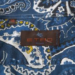 Pre Owned Etro Blue Cotton Paisley Printed Long Sleeve Button Front Shirt M