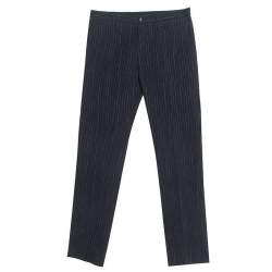 Pre Owned Etro Black Pin Striped Cotton Tailored Tousers S