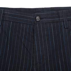 Pre Owned Etro Black Pin Striped Cotton Tailored Tousers S
